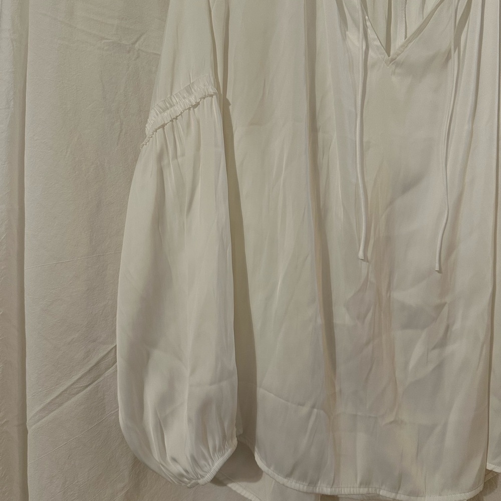 Lane Bryant Cream Blouse with Tie Neck - Picture 2 of 3
